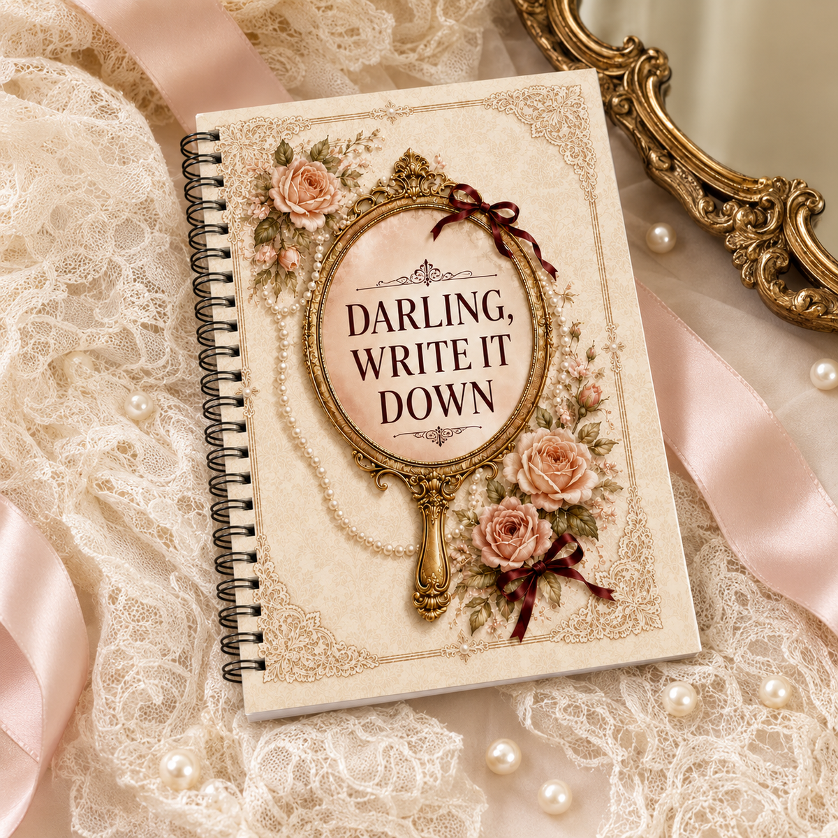 Spiral Notebook — Vintage Floral "Darling, Write It Down" Journal