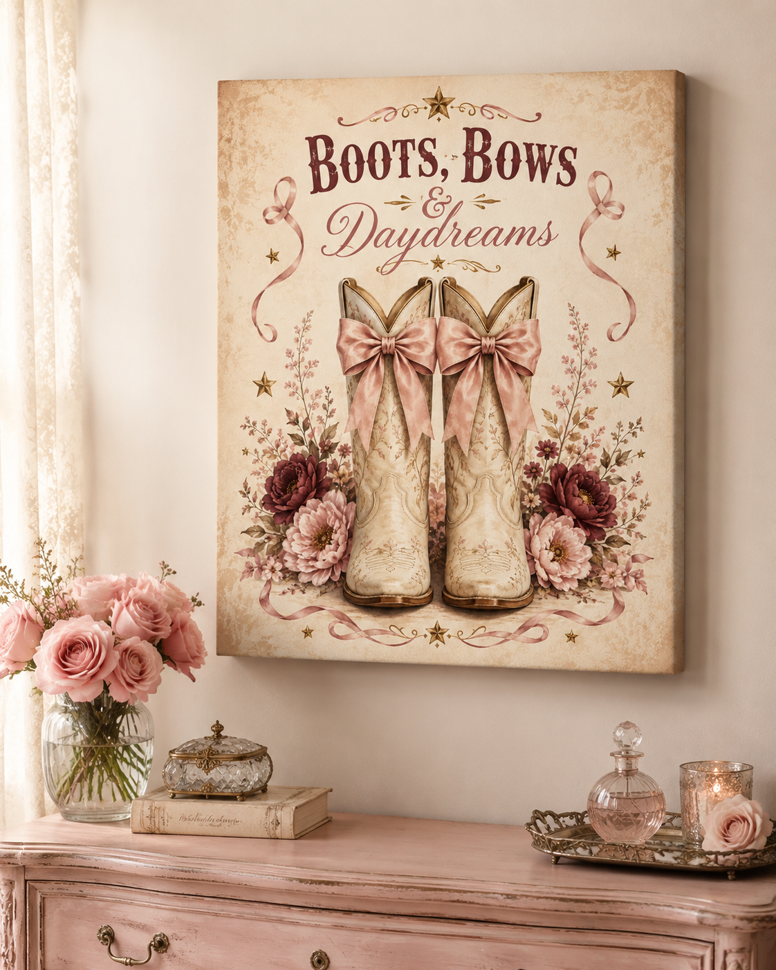 Boots, Bows & Daydreams Canvas Wall Art