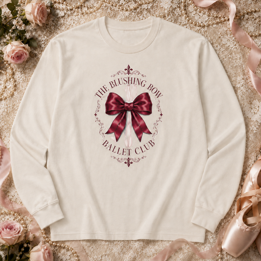 Ballet Club Long Sleeve Tee — "The Blushing Bow" Ballet Shoes Graphic