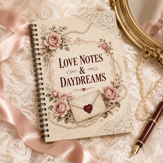 Love Notes & Daydreams Spiral Journal — Vintage Floral Romance Notebook for Letters, Memories & Valentine's Gifts