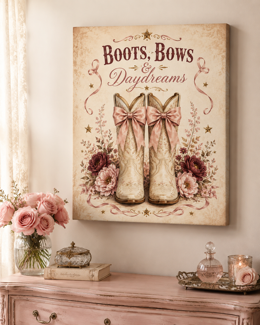 Boots, Bows & Daydreams Canvas Wall Art