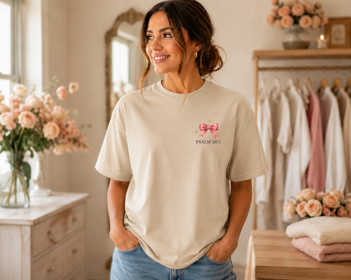 Psalm 28:7 Faith Tee — "The Lord is My Strength and My Shield" Christian T-Shirt